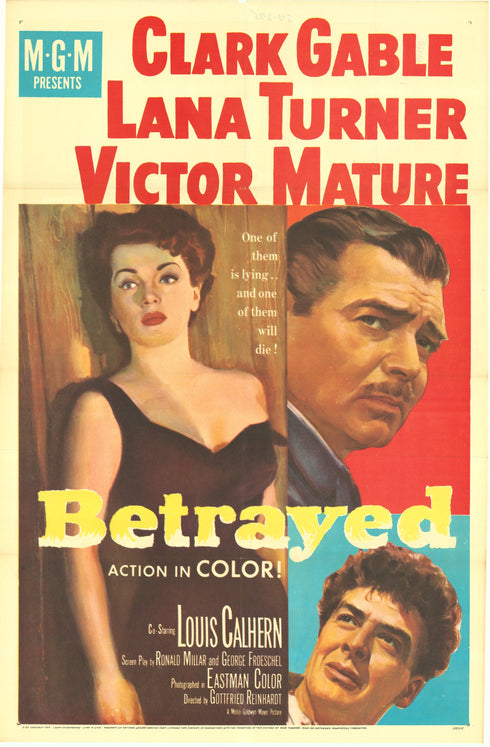 betrayed 1954 one sheet poster folded