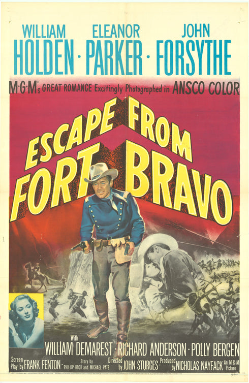 escape from fort bravo 1953 one sheet poster folded