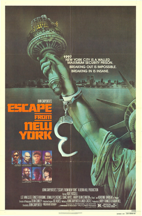 escape from new york 1981 advance one sheet poster folded