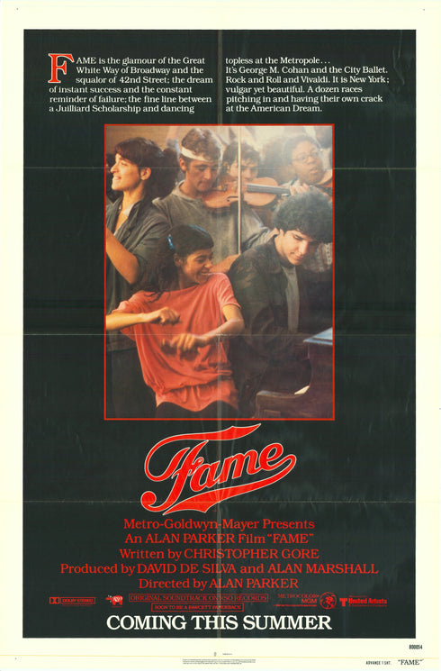 fame 1980 advance one sheet poster folded