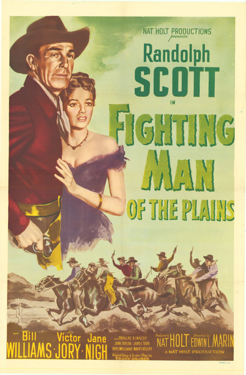 fighting man of the plains 1955R one sheet poster folded