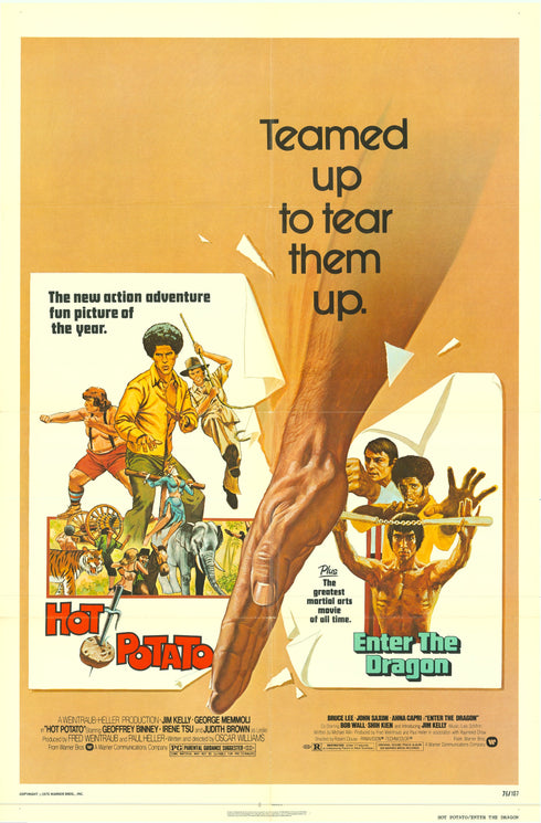 hot potato & enter the dragon 1976R one sheet poster folded