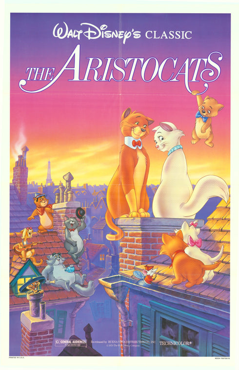 the aristocats 1970 one sheet poster folded