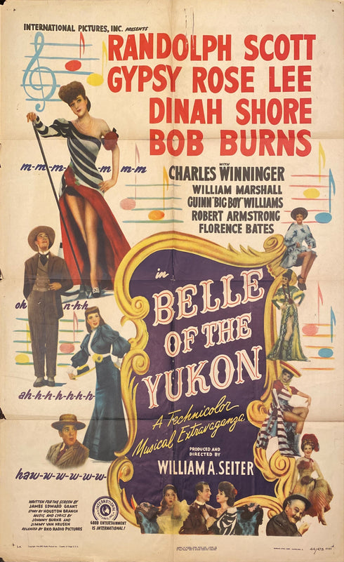belle of the yukon 1944 one sheet poster folded