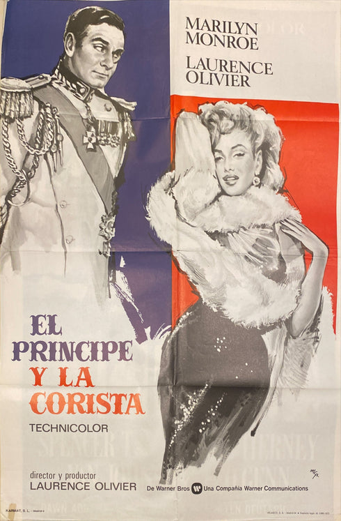 el principe y la corista 1957 spanish one sheet poster folded