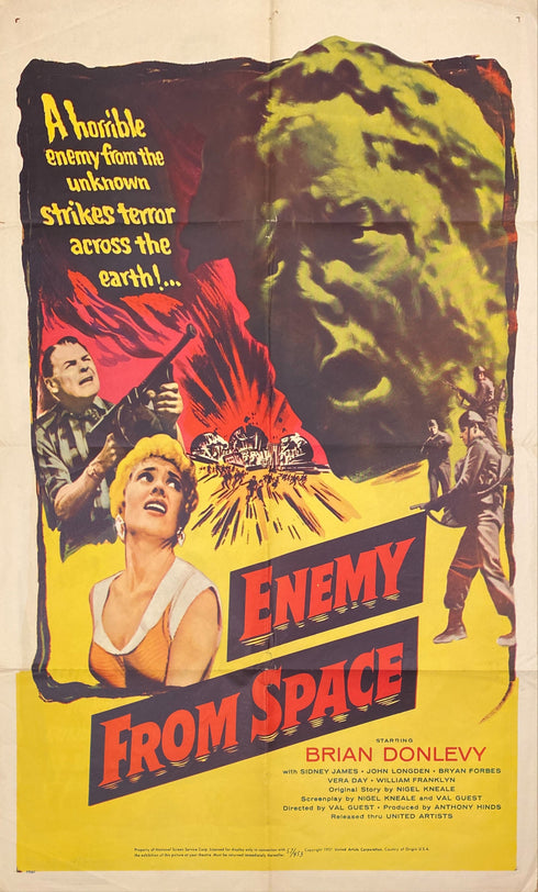 enemy from space 1957 one sheet poster folded