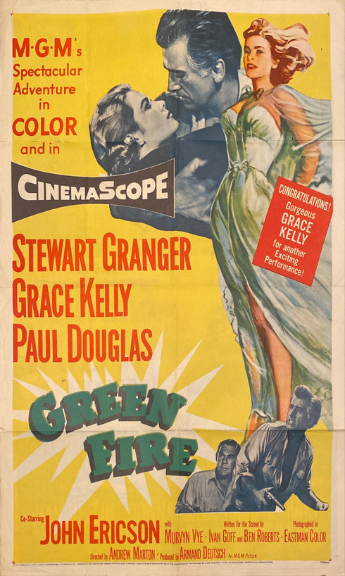green fire 1954 one sheet poster folded