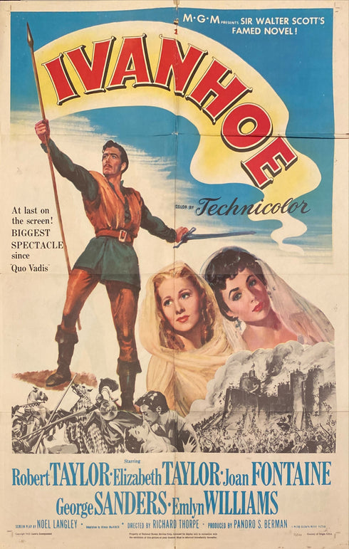ivanhoe 1952 one sheet poster folded