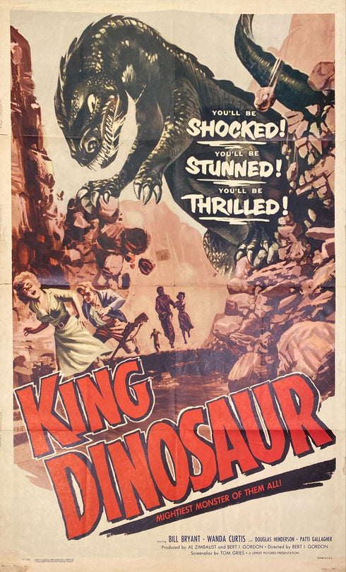 king dinosaur 1955 one sheet poster folded