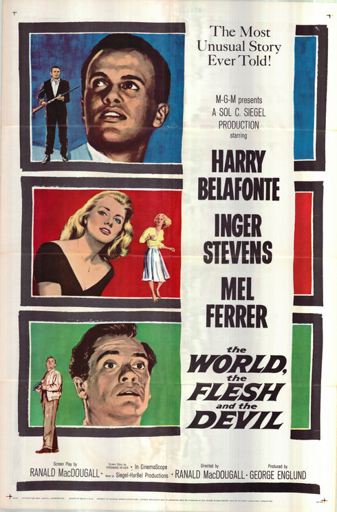 world, the flesh and the devil 1959 one sheet poster folded