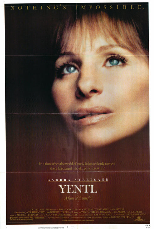 yentl 1983 one sheet poster folded
