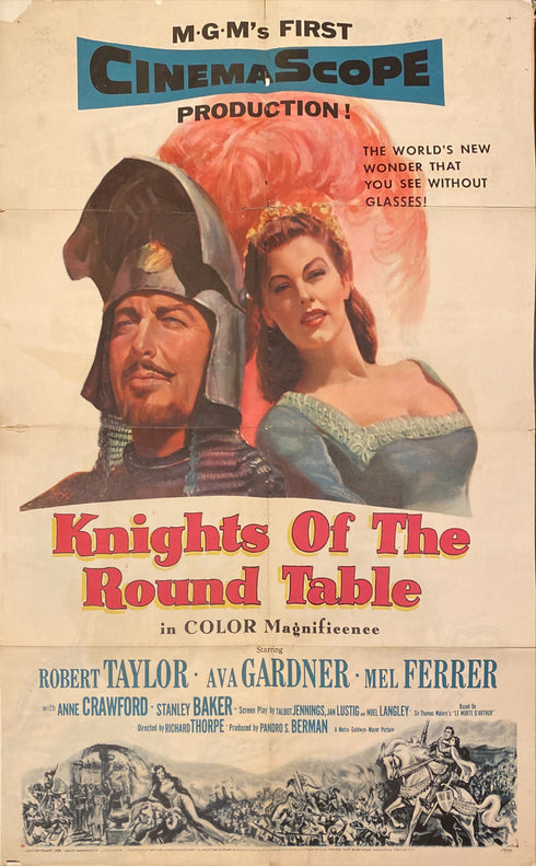 knights of the round table 1954 one sheet poster folded