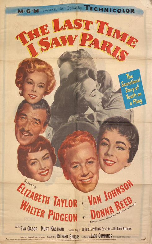 last time i saw paris 1954 one sheet poster folded