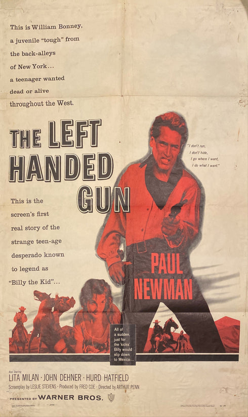 left handed gun 1958 one sheet poster folded