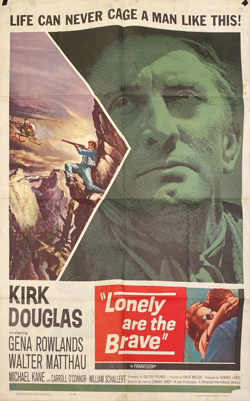 lonely are the brave 1962 one sheet poster folded