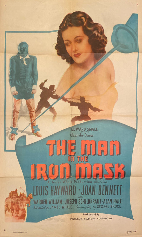 man in the iron mask 1947R one sheet poster folded