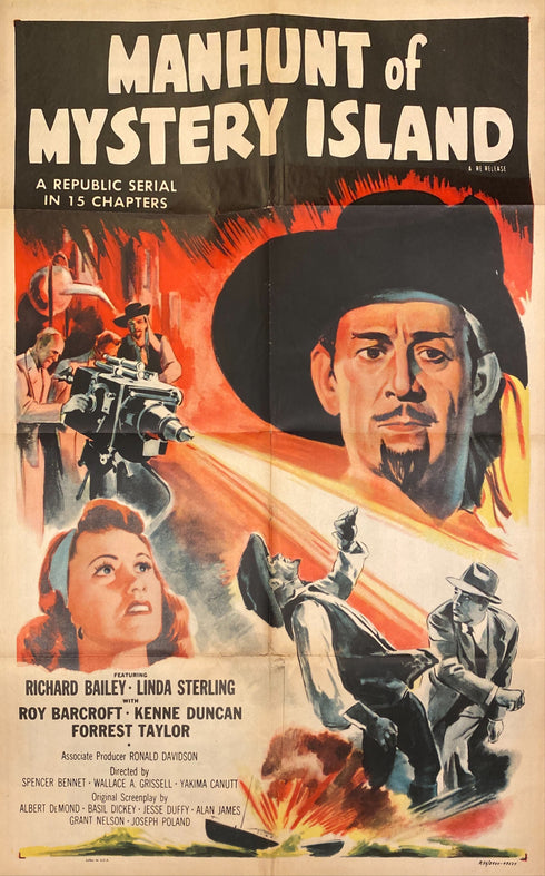 manhunt of mystery island 1956R one sheet poster folded