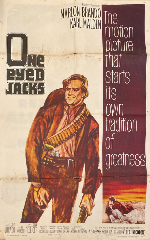 one eyed jacks 1961 one sheet poster folded