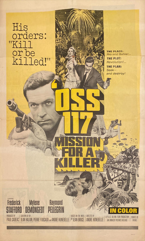 oss 117 mission for a killer 1965 one sheet poster folded