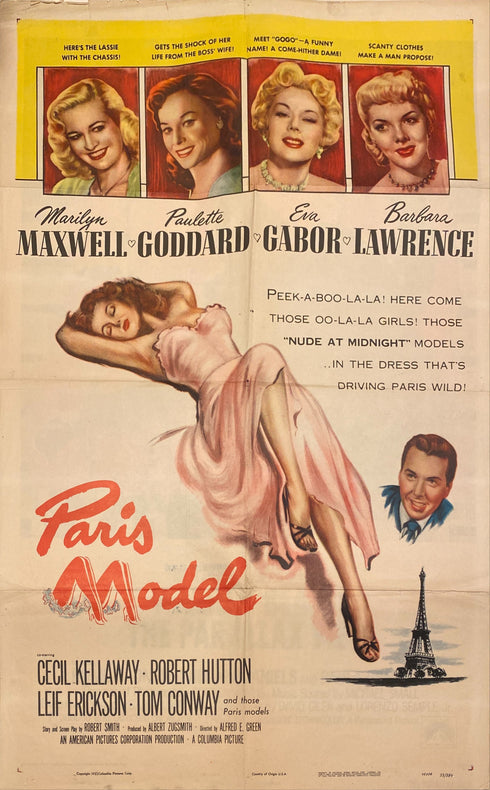 paris model 1953 one sheet poster folded