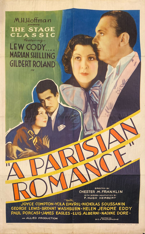 parisian romance 1932 one sheet poster folded