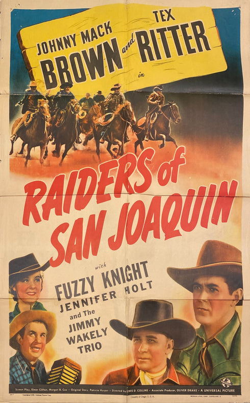 raiders of san joaquin 1942 one sheet poster folded