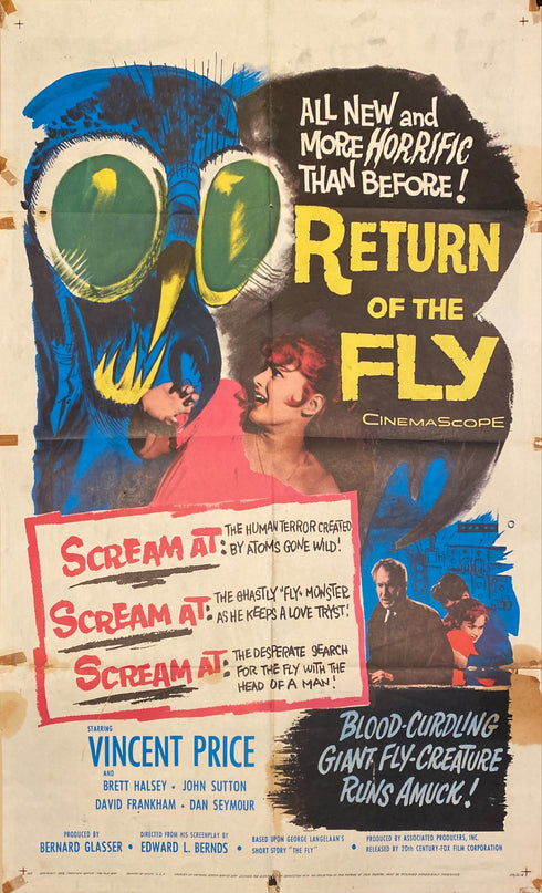 return of the fly 1959 one sheet poster folded
