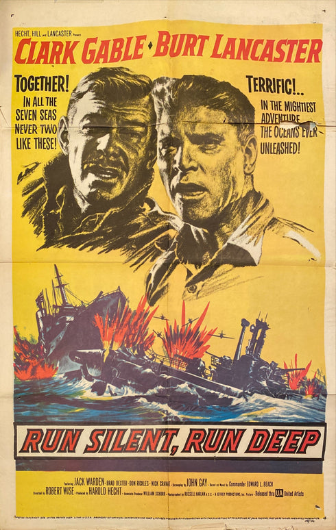 run silent, run deep 1957 one sheet poster folded