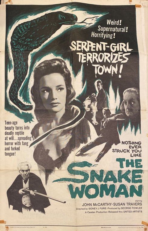 snake woman 1961 one sheet poster folded