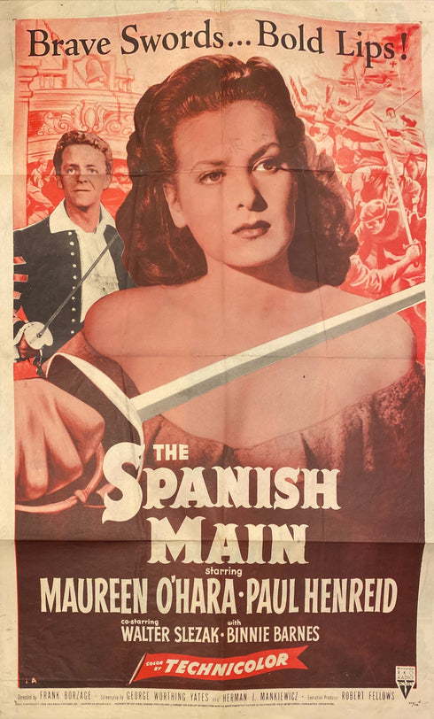 spanish main 1954R one sheet poster folded