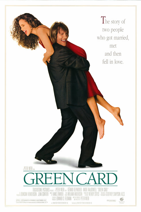 green card 1990 one sheet poster double sided rolled