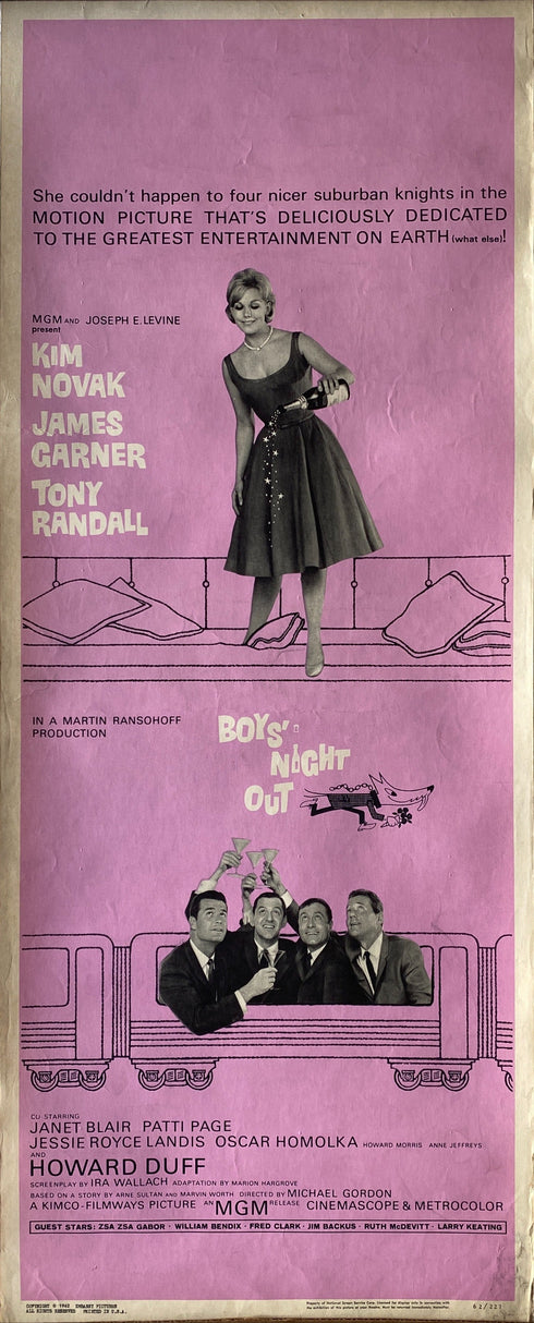 boys night out 1962 insert card, rolled