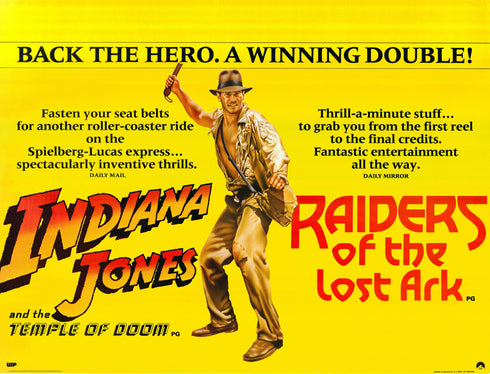 raiders of the lost ark, temple of doom double feature 1981 one sheet poster