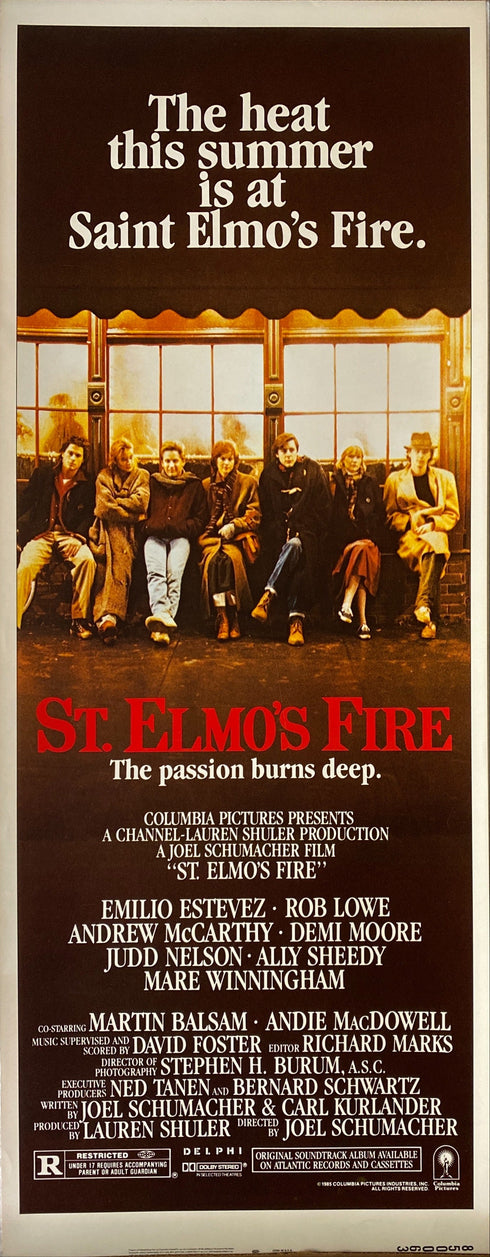 st. elmo's fire 1985 insert card