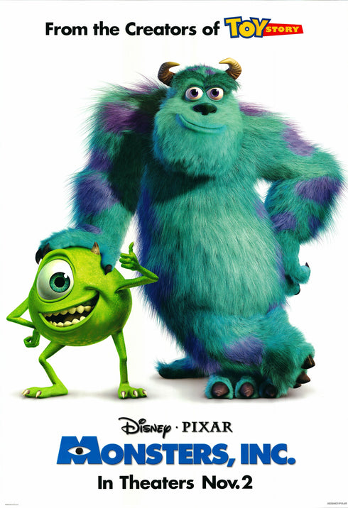 monsters inc 2001 advanced one sheet poster rolled