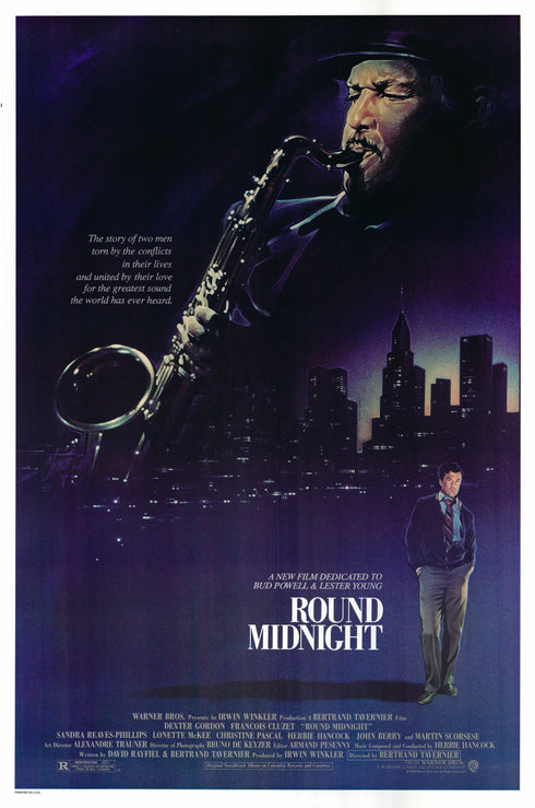 round midnight 1986 one sheet poster rolled double sided
