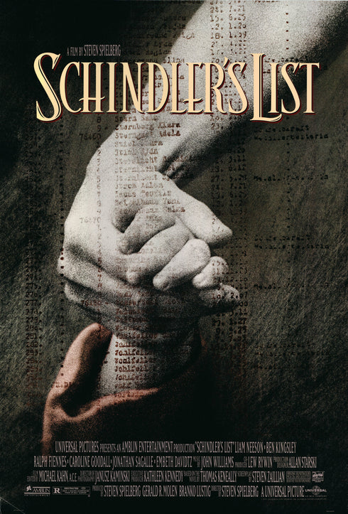 schindler's list 1993 one sheet poster rolled