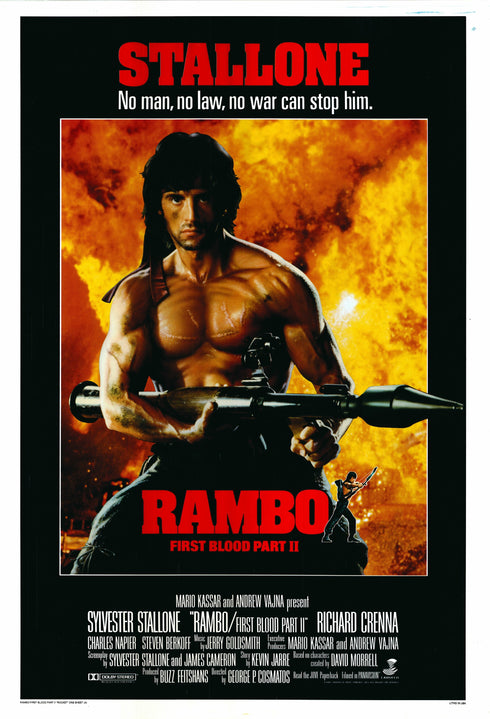 rambo first blood 2 1985 one sheet poster rolled a