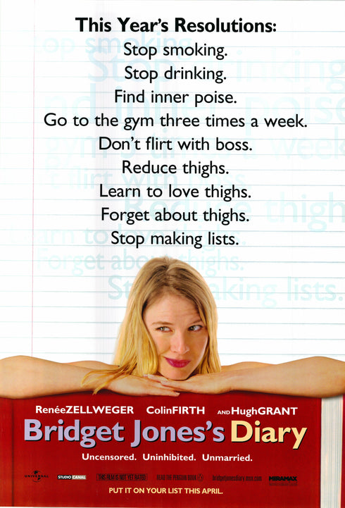 bridget jones' diary 2001 one sheet poster rolled