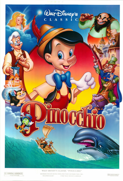 pinocchio 1992R one sheet poster rolled double sided