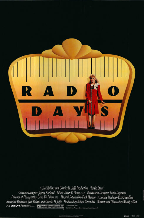 radio days 1987 one sheet poster rolled