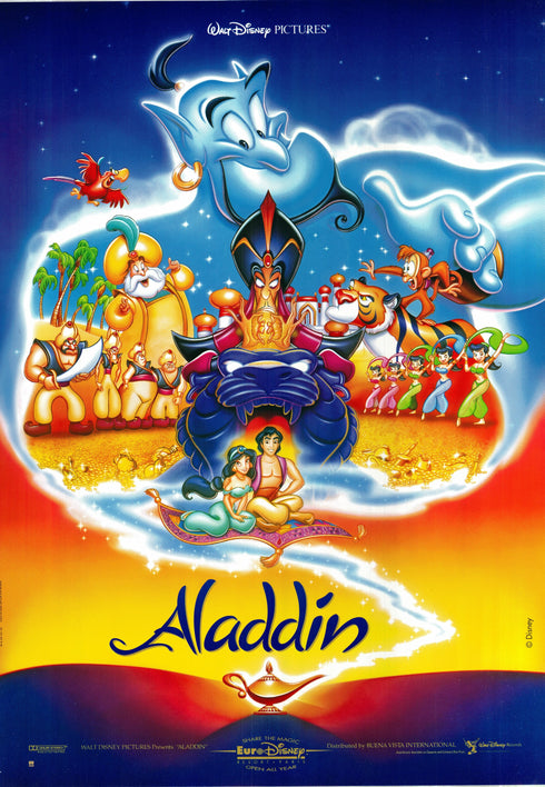 aladdin 1992 advance one sheet poster rolled