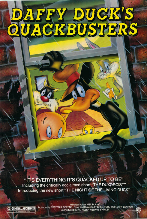 daffy duck's quackbuster 1988 one sheet poster rolled