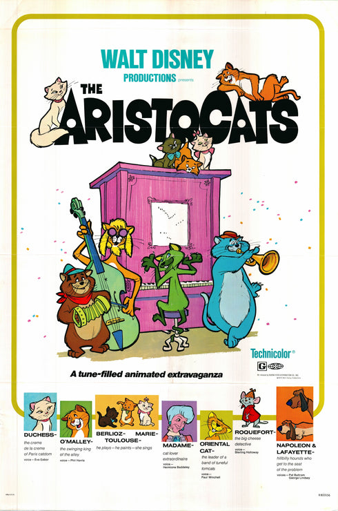 the aristocats 1970 one sheet poster rolled