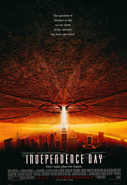 independence day (red city) 1996 advance sheet poster rolled