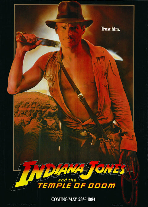 indiana jones and the temple of doom 1984 one sheet poster rolled