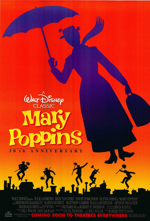 mary poppins 30th anniversary 1994 30th anniversary one sheet poster rolled