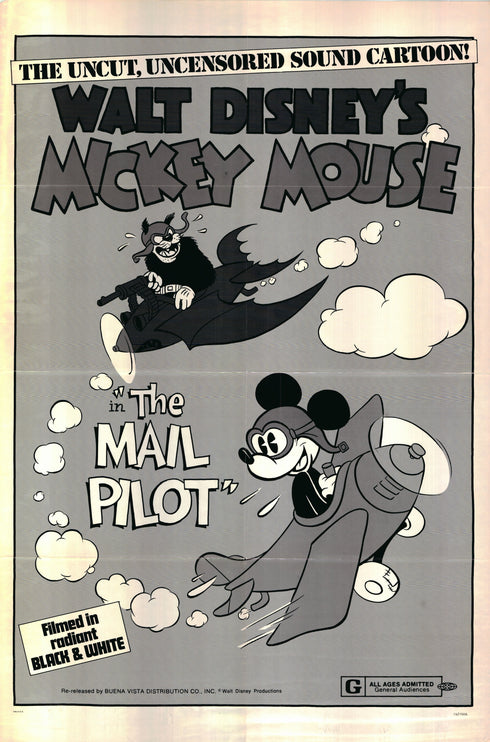 mickey mouse the mail pilot 1974R one sheet poster rolled