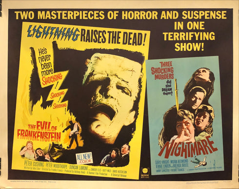 evil of frankenstein + nightmare 1964R display sheet, rolled
