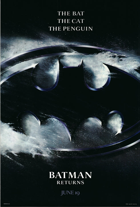 batman returns 1992 advance b one sheet poster rolled double sided